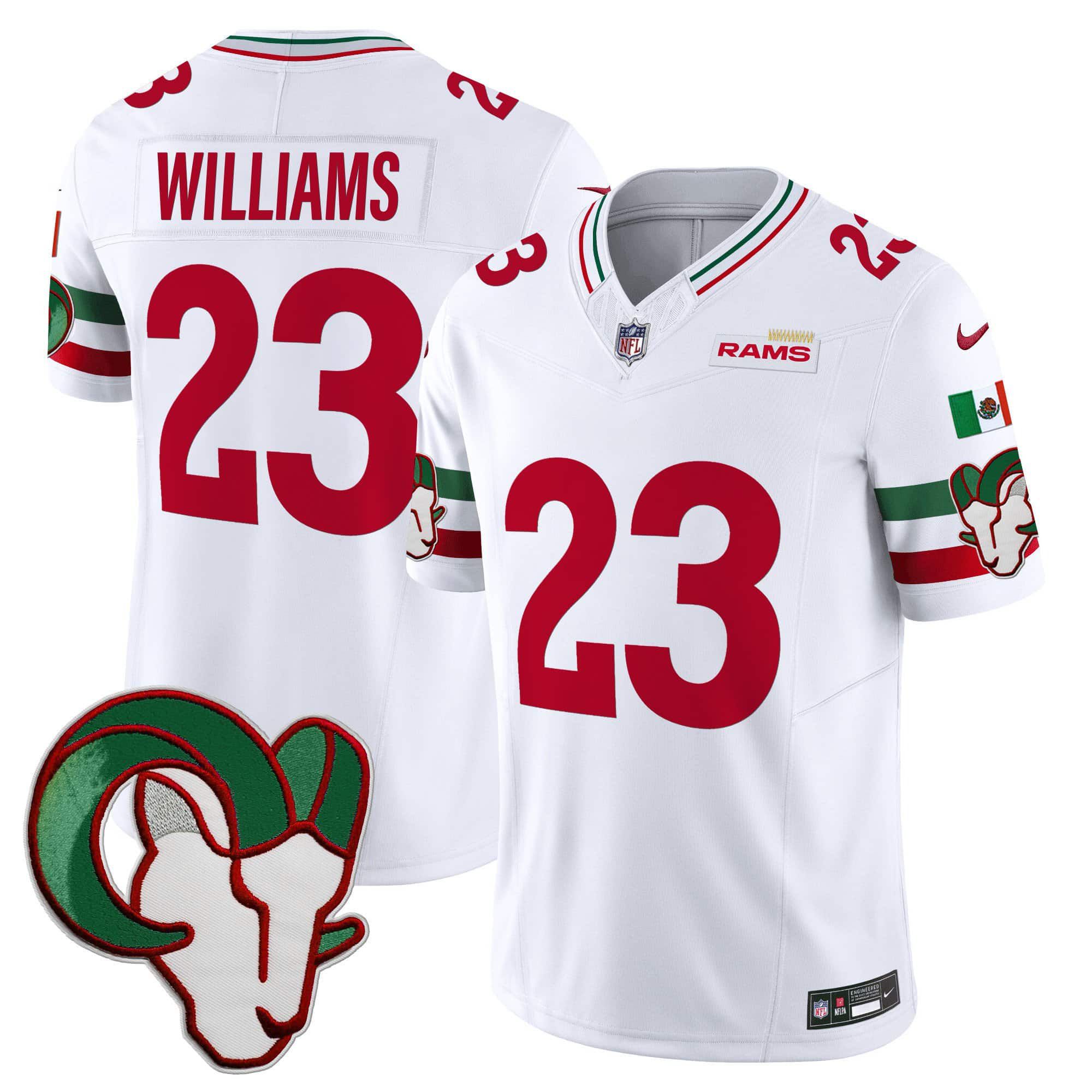 Men Los Angeles Rams 23 Williams White 2024 Nike Mexico Vapor Limited NFL Jersey